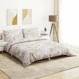  Set posteljine za poplun bijelo-smeđi 155 x 220 cm pamučni