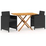  3-dijelni vrtni blagovaonski set s jastucima crni | shoptok.hr