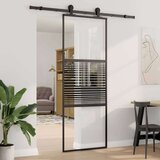 vidaXL Drsna vrata Črna 76 x 205 cm Kaljeno steklo in aluminij Cene
