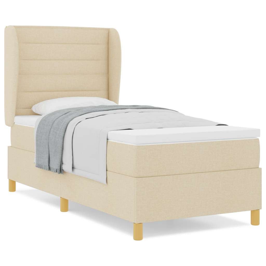 Box Spring Krevet s Dušekom Krem 90x190 cm Tkanina | shoptok.hr