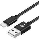 X Wave USB kabl/USB 2.0(tip A)- LIGHTNING(iPHONE kompatibilni)/dužina 2m/3A/Aluminium/black upleteni ( USB za iPhone 2m 3A Al /black mesh ) USB za iPhone 2m 3A Al /black mesh Cene