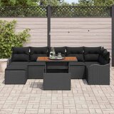  Sjedeća garnitura za vrt s jastukom s pohranom 8 pcs Crna | shoptok.hr