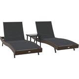  Ležaljka 3 pcs Smeđa 197 x 70 x 82 cm poliratan | shoptok.hr