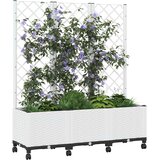  Vrtni saksija s rešetkom i kotačima Bijela 120 x 40 x 146 cm PP | shoptok.hr