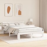 vidaXL Bela lesena postelja Bela Les 150 x 200 cm Vzdržljiva | Shoptok.si