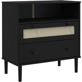 vidaXL Komoda SENJA črna 80x40x80 cm trdna borovina | Shoptok.si