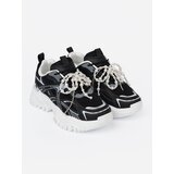 Shelvt Black sneakers with a white bow and beads | shoptok.hr