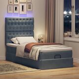 vidaXL Otomanski posteljni okvir z vzmetnicami siv 90x200cm žamet | Shoptok.si