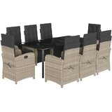  9-dijelni vrtni blagovaonski set od poliratana s jastucima sivi | shoptok.hr