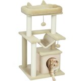 PawHut Praskalnik za mačke 90 cm z visečo mrežo, plišasti sisal praskalnik za mačke, kremne barve, (5000238661) | Shoptok.si