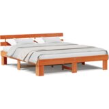  Krevetna konstrukcija s uzglavljem Smeđa 200x200 cm Čvrsta borovina | shoptok.hr