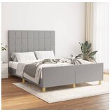  Posteljni okvir z vzglavjem svetlo siv 140x190 cm blago | Shoptok.si