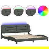  Posteljni okvir z LED lučkami temno siv 200x200 cm tkanina | Shoptok.si
