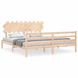The Living Store Posteljni okvir z vzglavjem trden les - Posteljni Okvir, (21527248) | Shoptok.si