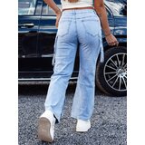 DStreet Spodnie damskie URBANVI jeansowe cargo wysoki stan z szerokimi nogawkami jasno niebieskie | Shoptok.si
