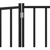 vidaXL Vrata za pse zložljiva 3 paneli črna 150 cm trden les jelke | Shoptok.si