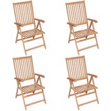 The Living Store Nastavljivi vrtni stoli 4 kosi trdna tikovina - Vrtni Stol, (21480443) | Shoptok.si