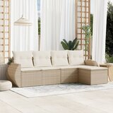 Maison Chic Seti vrtnega pohištva - Vrtna garnitura - Vrtni pohištvo set 5-delna z blazinami bež poli ratan, (21820055) | Shoptok.si