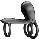Pretty Love Jammy Cock Ring Vibrator with Clitoral Stimulator Black Cene
