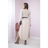 Kesi Dress with decorative belt and inscription beige | Shoptok.si
