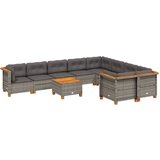  The Living Store Vrtna sedežna garnitura 10-delna z blazinami siv poli ratan - Vrtna Sedežna Garniture, (21455147) | Shoptok.si