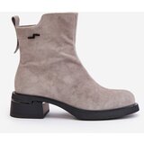 VINCEZA Warm Women's Boots Made Of Natural Suede With Zipper Gray 66696 | ePonuda.com