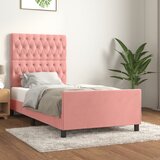 Maison Chic Posteljni okvir - Enojna postelja - Postelja za odrasle z vzglavjem roza 90x200 cm žamet-J9650, (21765275) | Shoptok.si