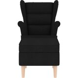  Fotelja od tkanine s tabureom crna - Crna 1 S osloncem za noge | shoptok.hr