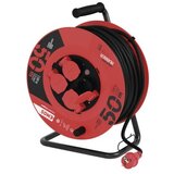  Zunanji kolutni podaljšek 50 m / 4 vtičnice / črni / guma / 230 V / 1,5 mm2 | Shoptok.si