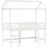 vidaXL Posteljni okvir z lestvijo in streho bel 80x200 cm borovina, (21243210) | Shoptok.si