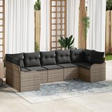 vidaXL 7-delni vrtni sofa set z blazinami siva poli ratan, 2-sedežna vrtna zofo z shrambo in blazinami siva poli ratan Cene