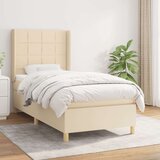 VidaXL Box spring postelja z vzmetnico krem 80x200 cm blago Slike