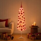  Umjetno usko božićno drvce s kuglicama 120 cm 150 LED lampica Slike