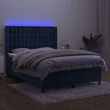  Box spring postelja z vzmetnico LED temno modra 140x200cm žamet, (20899051) | Shoptok.si