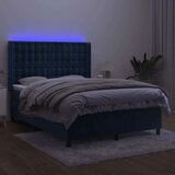 Krevet box spring s madracem LED tamnoplavi 140x200 cm baršun | shoptok.hr