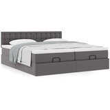 vidaXL Otomanski posteljni okvir z vzmetnicami siv 200x200cm um. usnje | Shoptok.si