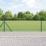 vidaXL varjena žična ograja s 13 flanšnimi stebri zeleni 0.6x100 m jeklo | Shoptok.si