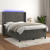 vidaXL Krevet box spring s madracem LED tamnosivi 140x200 cm baršun Cijene