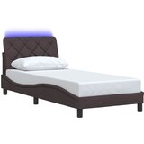  Okvir za krevet s LED rasvjetom bez madraca tamnosmeđi 90x190 cm tkanina | shoptok.hr