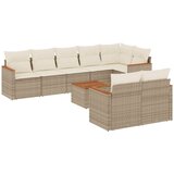 Maison Chic Seti vrtnega pohištva - Vrtna garnitura 9-delna z blazinami bež poli ratan, (21796316) | Shoptok.si