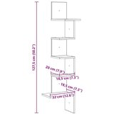 vidaXL Stenska kotna polica rjavi hrast 32x32x127,5 cm inženirski les | Shoptok.si