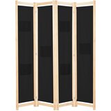 Sobna pregrada s 4 panela od tkanine 160 x 170 x 4 cm crna | shoptok.hr