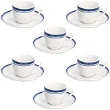 Set šoljica za kafu sa tacnama, 6 komada, Plavo-beli