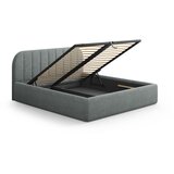 Windsor & Co Sofas Temno siva oblazinjena zakonska postelja s prostorom za shranjevanje z letvenim dnom 160x200 cm Juno – | Shoptok.si