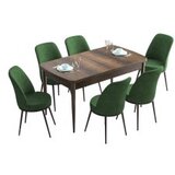 Hanah home han - baroque, khaki baroquekhaki extendable dining table & chairs set (7 pieces) | Eponuda.com