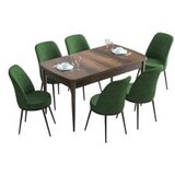 Hanah home Hanah Kućni set Trpezarijski sto i 6 stolica Han, zeleno-smeđa | Eponuda.ba