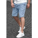 Madmext Indigo Basic Linen Men's Shorts 6506