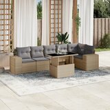 Maison Chic Seti vrtnega pohištva - Vrtna garnitura - Vrtni pohištvo set 7-delna z blazinami bež poli ratan, (21805043) | Shoptok.si