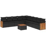  10-dijelni set vrtnih sofa s jastucima crni od poliratana | shoptok.hr
