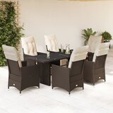 vidaXL 7-dijelni vrtni bistro set od poliratana s jastucima smeđi | shoptok.hr